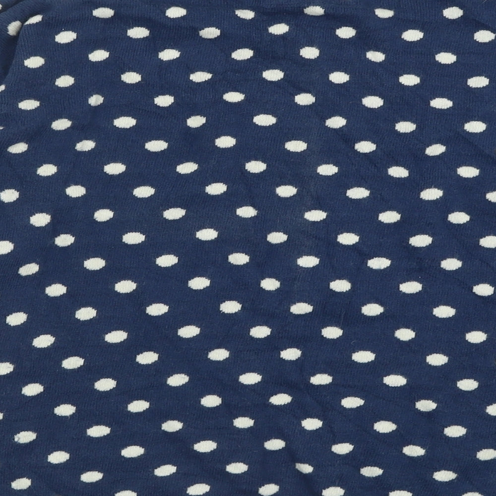 H&M Womens Blue Boat Neck Polka Dot Cotton Pullover Jumper Size S