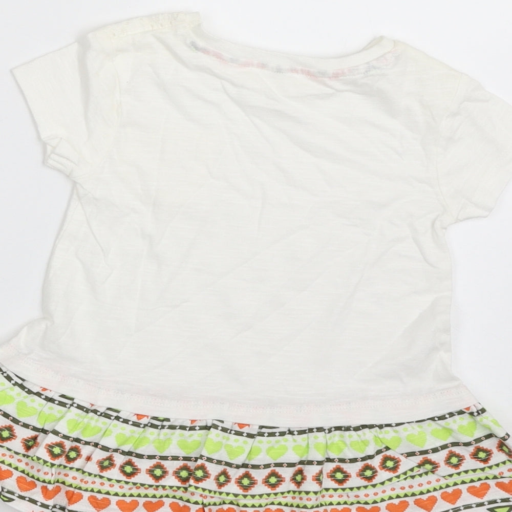 Dunnes Stores Girls White 100% Cotton Pullover T-Shirt Size 12-18 Months Crew Neck Pullover