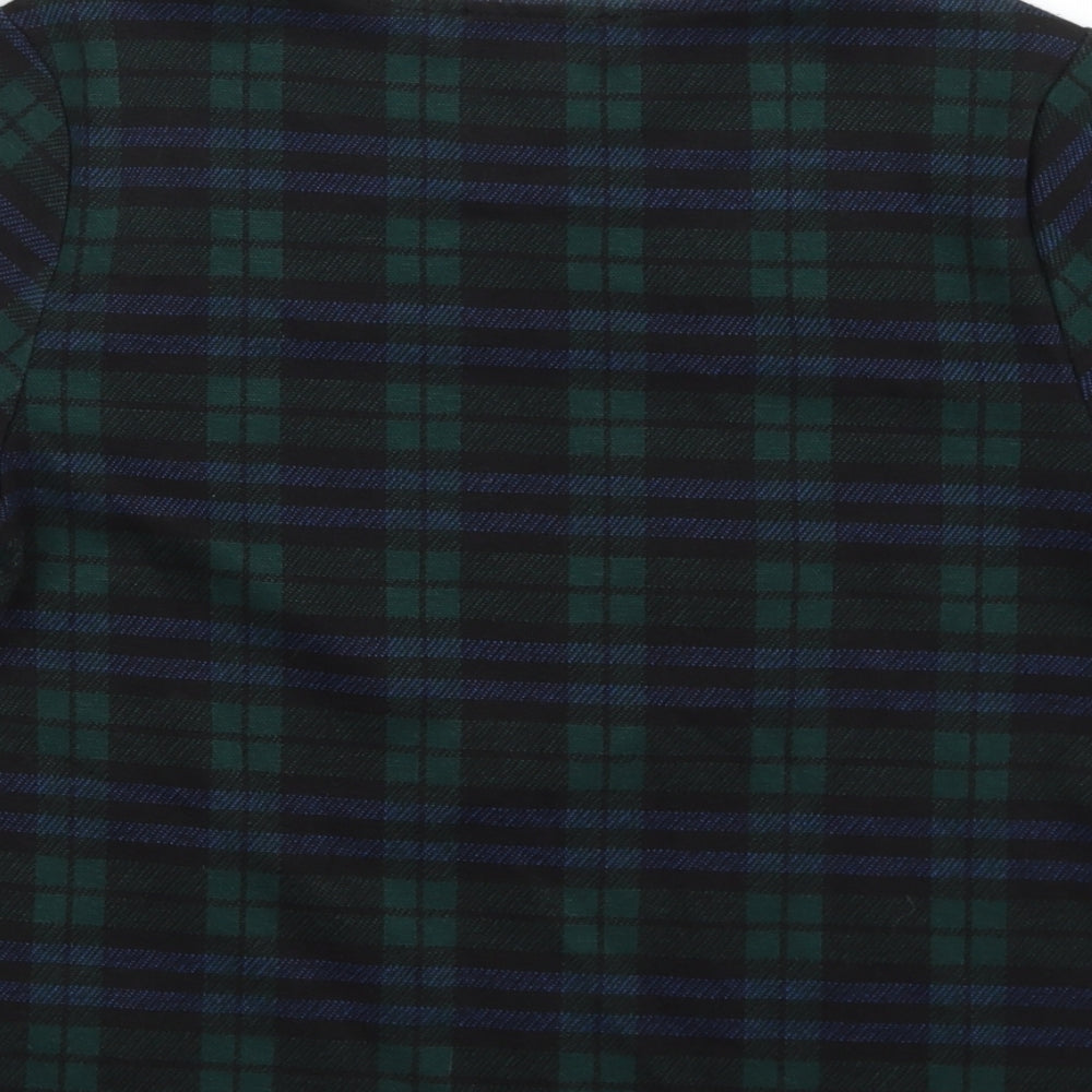 New Look Womens Green Plaid Polyester Pullover Sweatshirt Size 8 Pullover