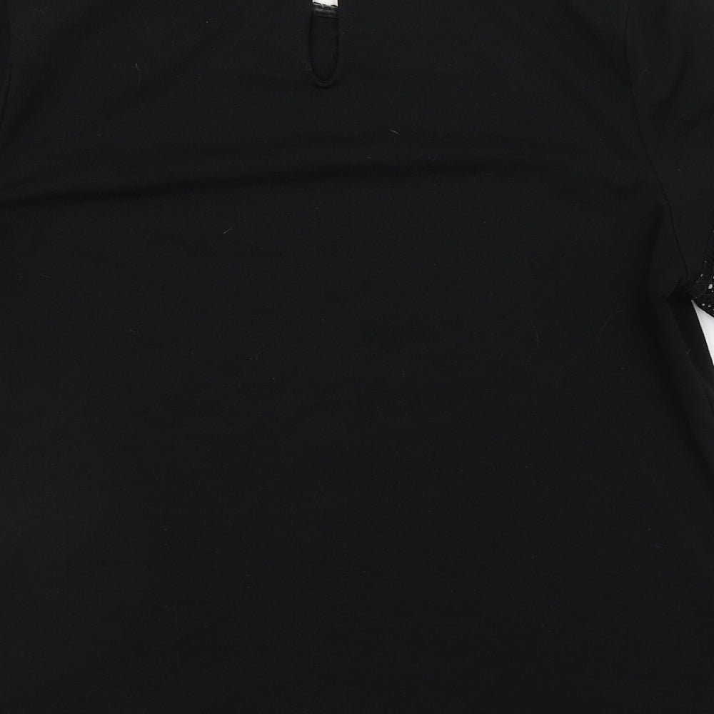 H&M Womens Black Polyester Basic T-Shirt Size S Round Neck