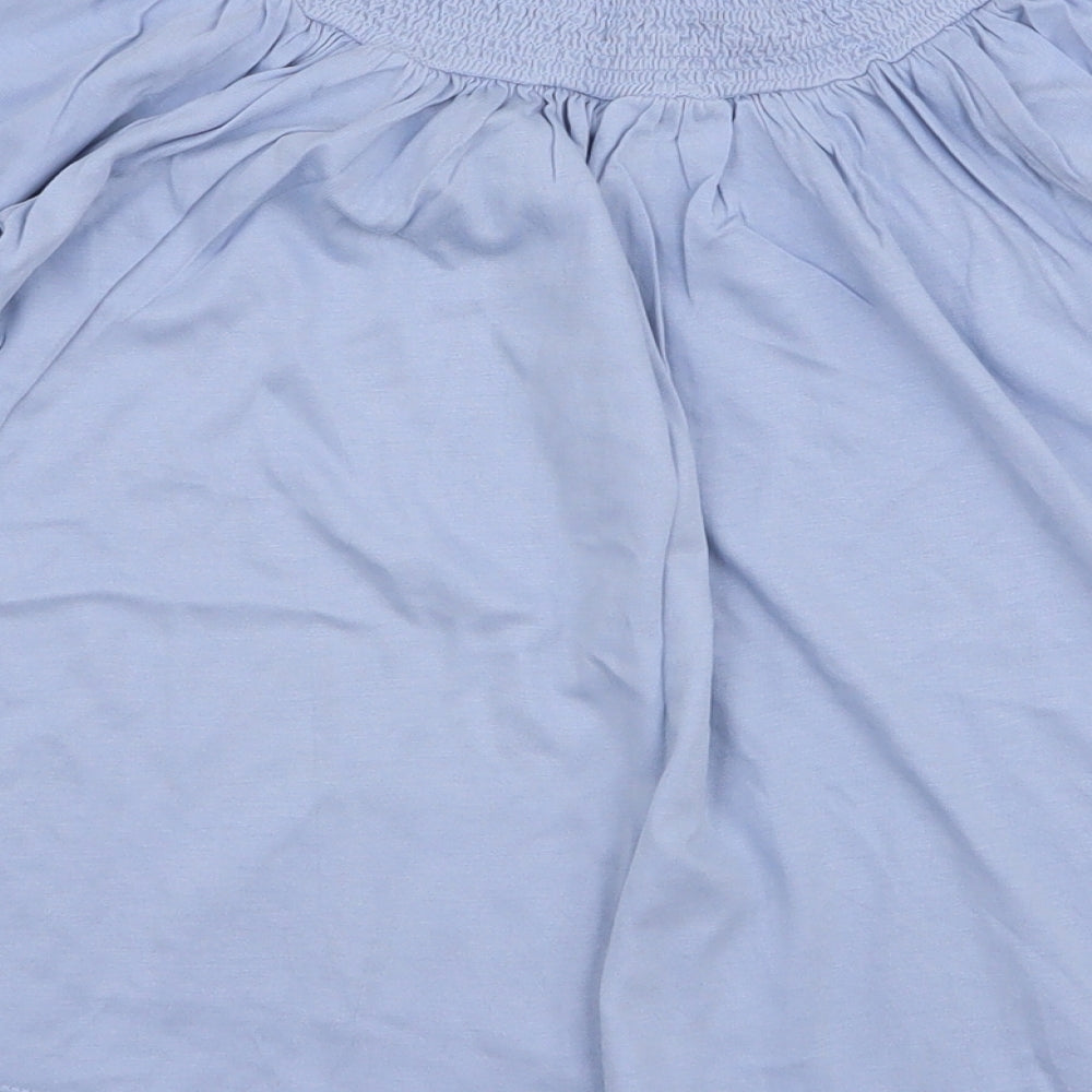 George Womens Blue Cotton Jersey Blouse Size 8 Off the Shoulder