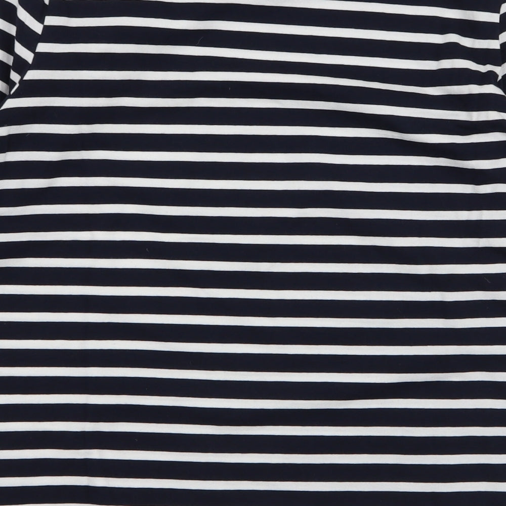 Savida Womens Blue Striped Cotton Jersey T-Shirt Size S Round Neck