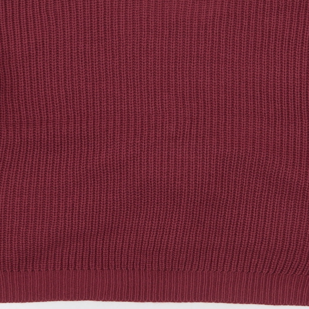 Jolie & Joy Womens Pink V-Neck Acrylic Pullover Jumper Size L - Cropped Tie detail