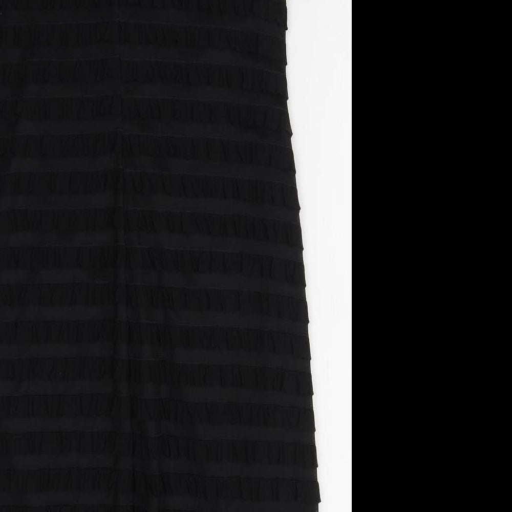 S.L. Fashions Womens Black Polyester A-Line Size 8 Round Neck Button