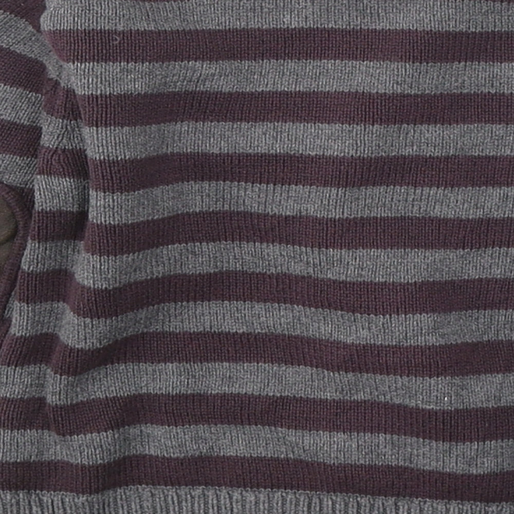 Gap Boys Grey V-Neck Striped Cotton Cardigan Jumper Size 2 Years Button