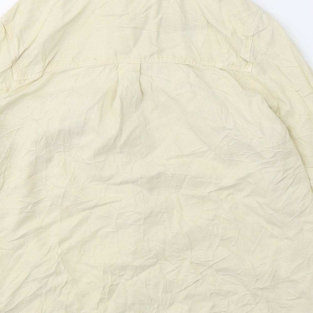 Topshop Womens Yellow Viscose Basic Button-Up Size 14 Collared