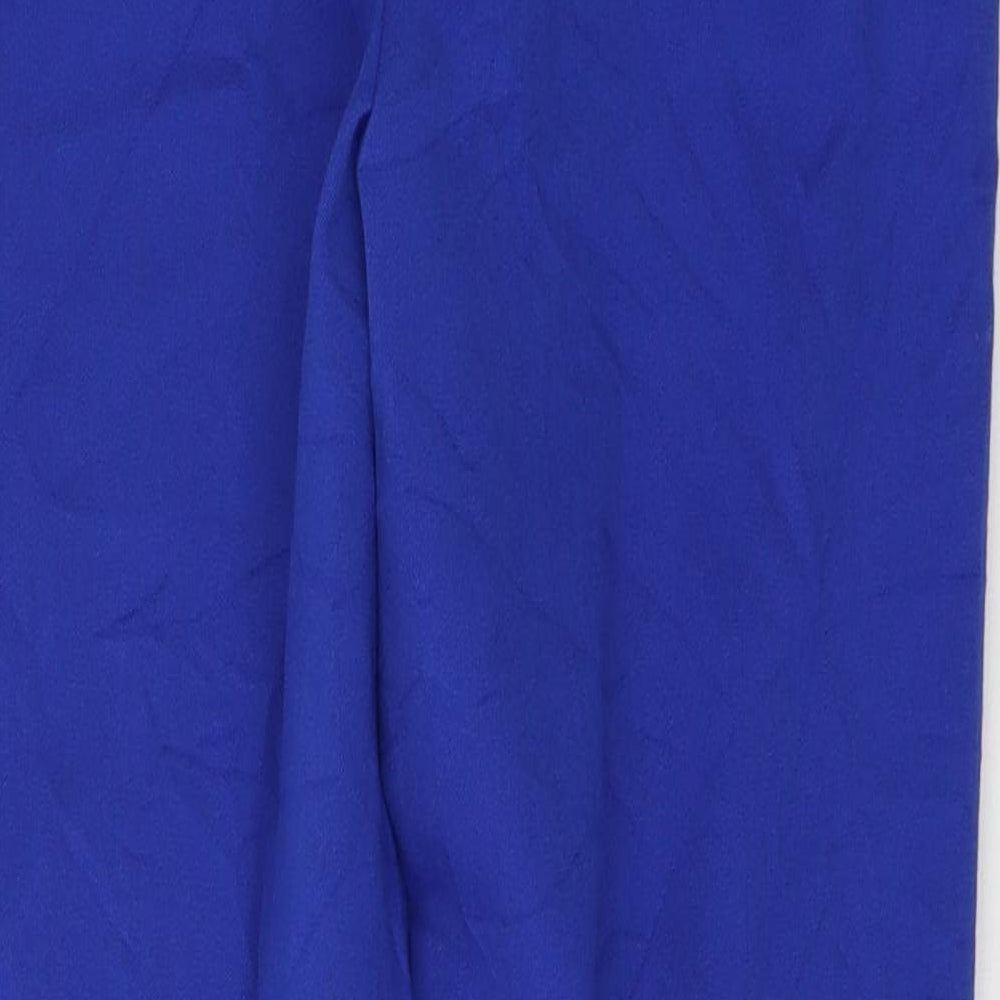 Marks and Spencer Womens Blue Polyester Trousers Size 6 L26 in Regular Button