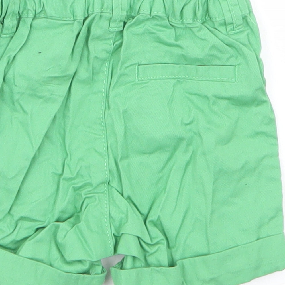 H&M Girls Green Cotton Cropped Trousers Size 6-9 Months Button