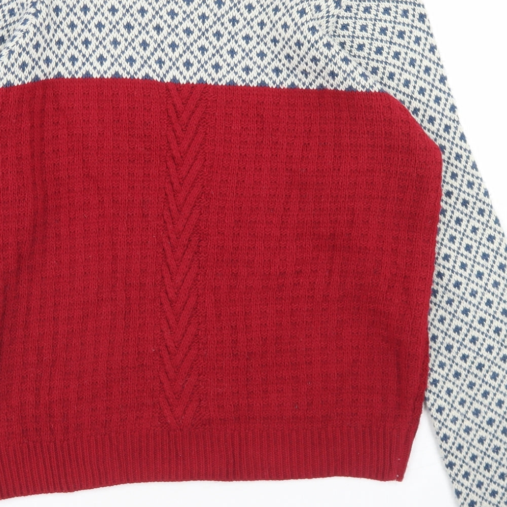 Cooperative Womens Multicoloured Round Neck Geometric Acrylic Pullover Jumper Size M
