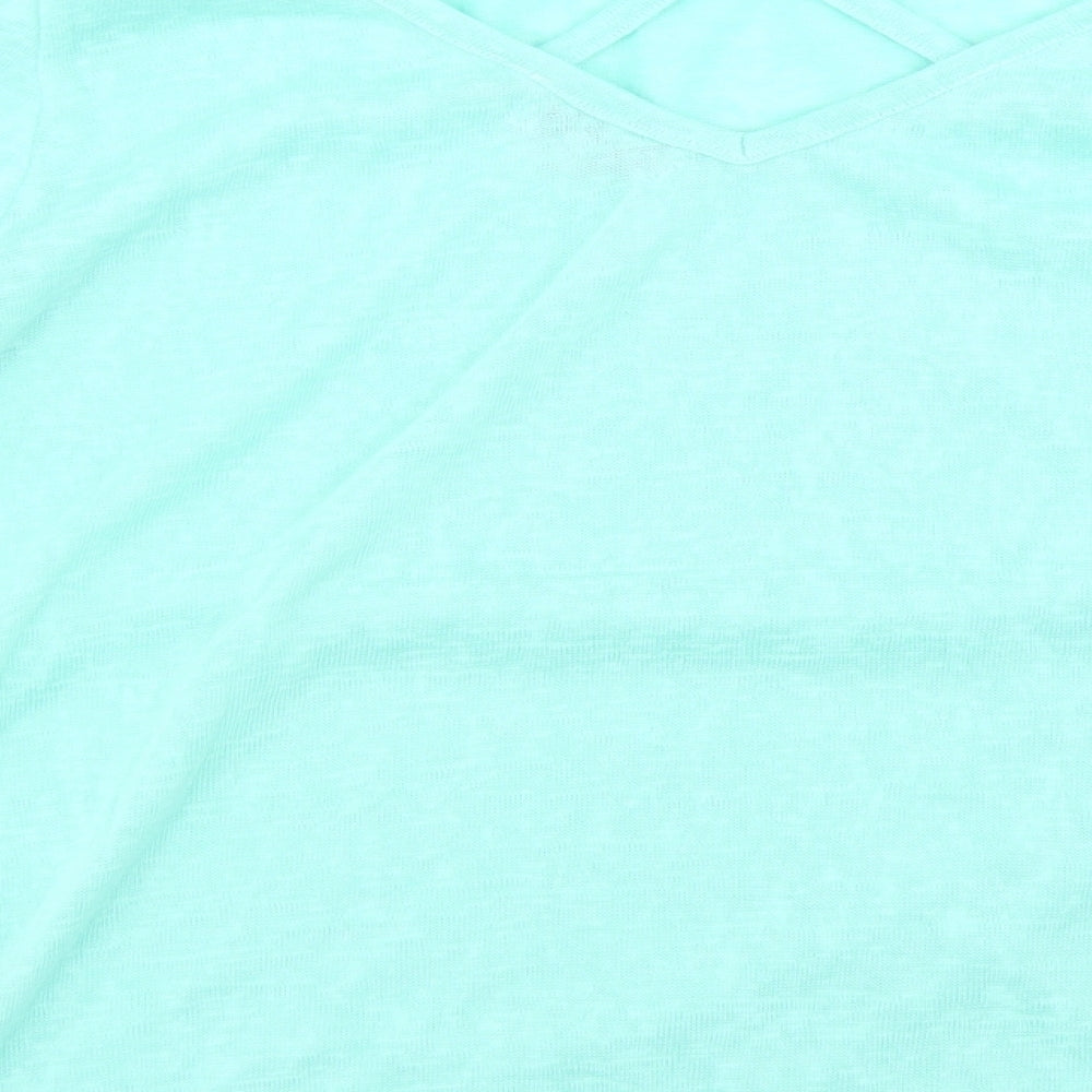 Paramour Womens Blue Polyester Basic T-Shirt Size M Round Neck - Lace Trim lseeve