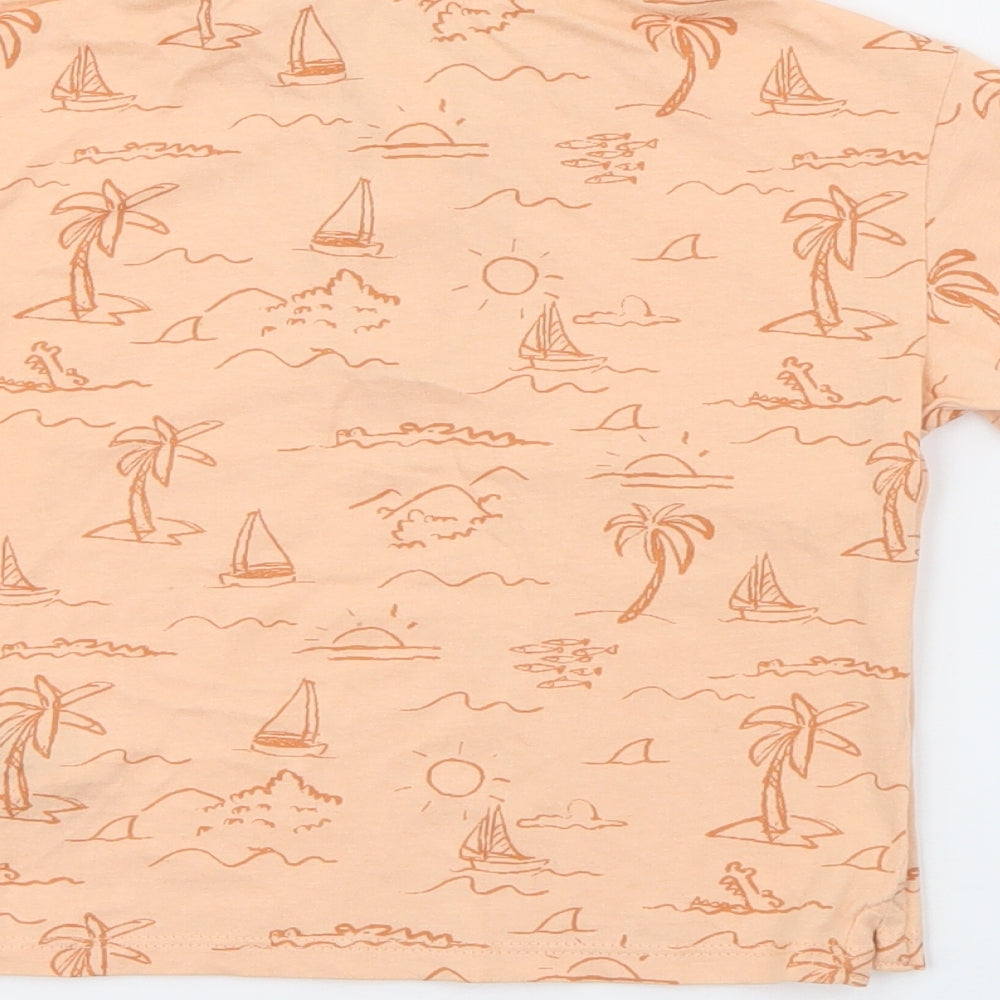 H&M Boys Orange Geometric Cotton Pullover Polo Size 3 Years Collared Button