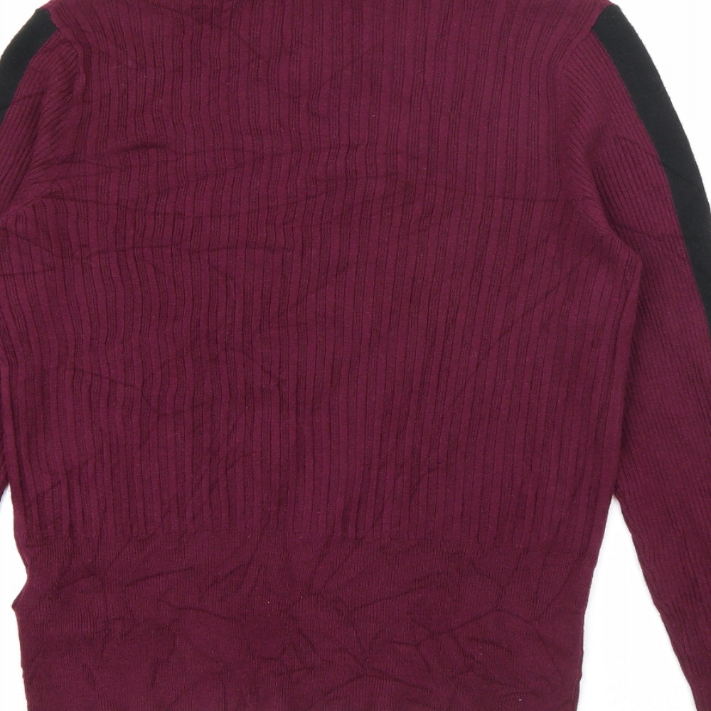 Marks & Spencer Womens Purple High Neck Viscose Pullover Jumper Size 14