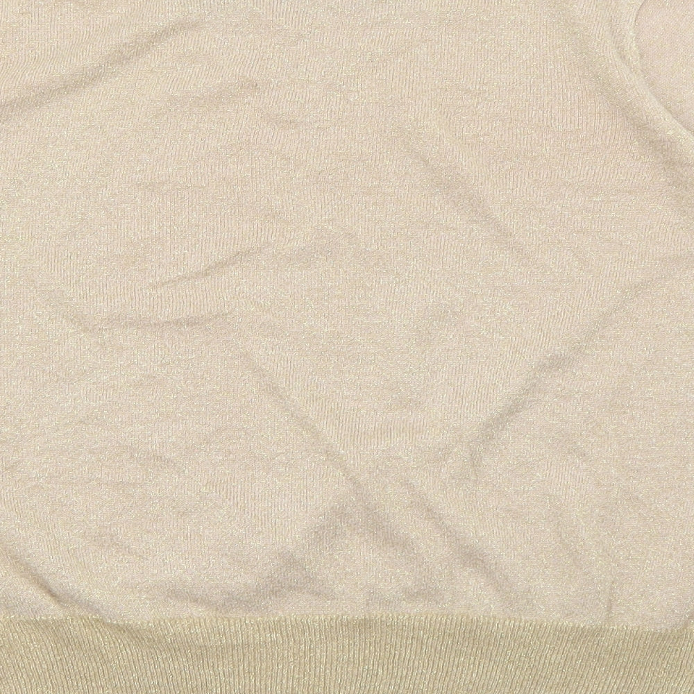 Marks & Spencer Womens Gold Crew Neck Viscose Pullover Jumper Size L