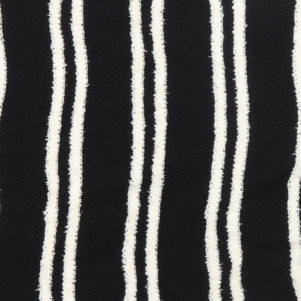 Marks & Spencer Womens Black Crew Neck Striped Cotton Pullover Jumper Size 14