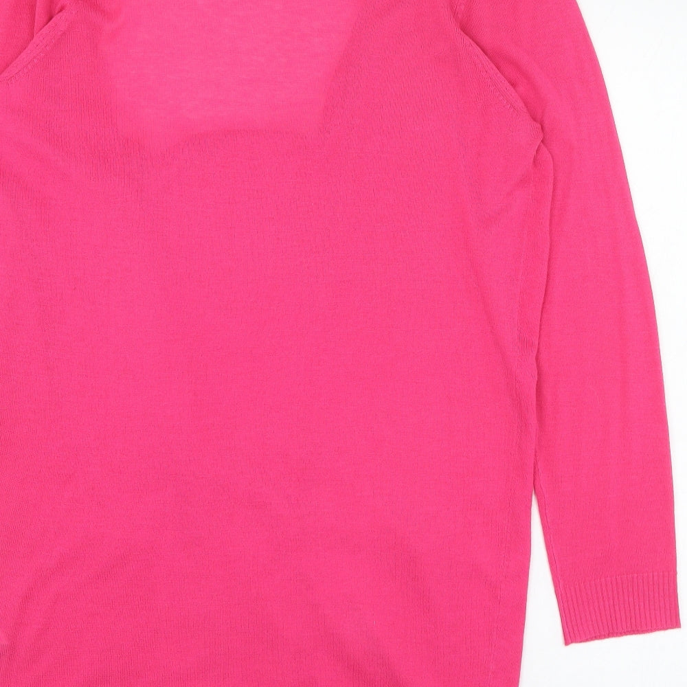 Dunes Womens Pink Round Neck Acrylic Cardigan Jumper Size L