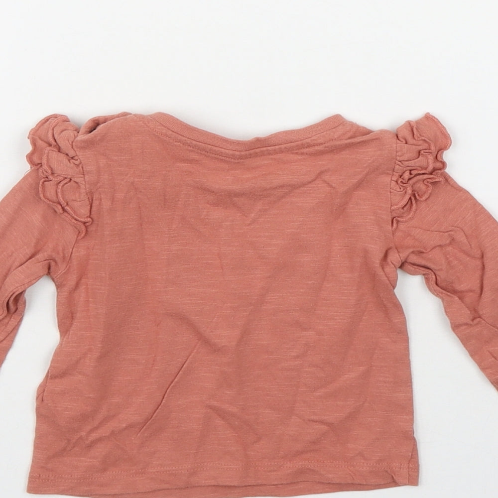 Priamrk Girls Pink Cotton Basic T-Shirt Size 3-6 Months Round Neck Snap - 'Heart full of flowers'