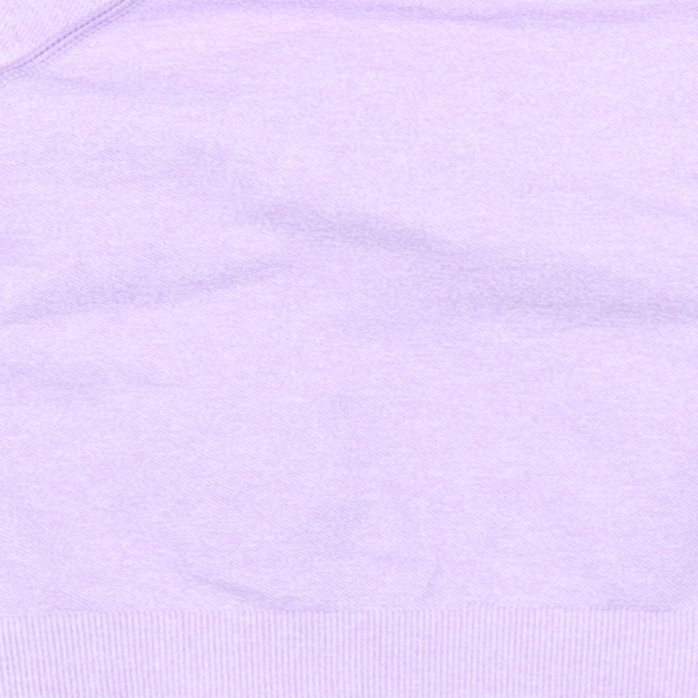 Womens Purple Nylon Cropped T-Shirt Size XS Round Neck