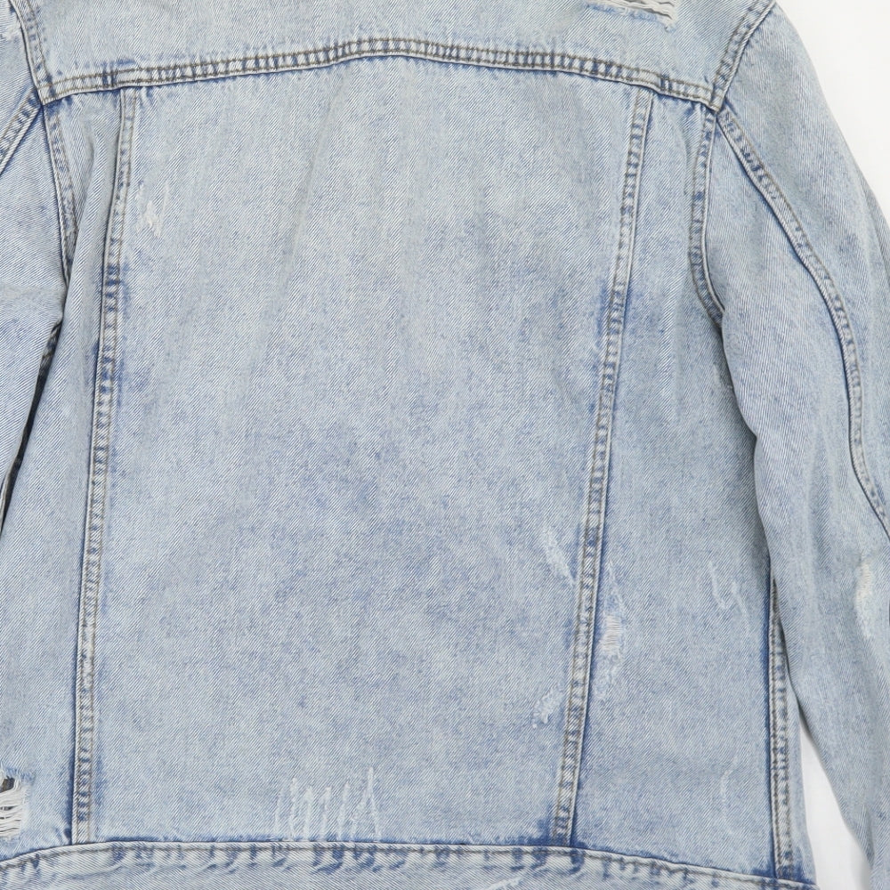 New Look Womens Blue Jacket Size 8 Button - Distressed