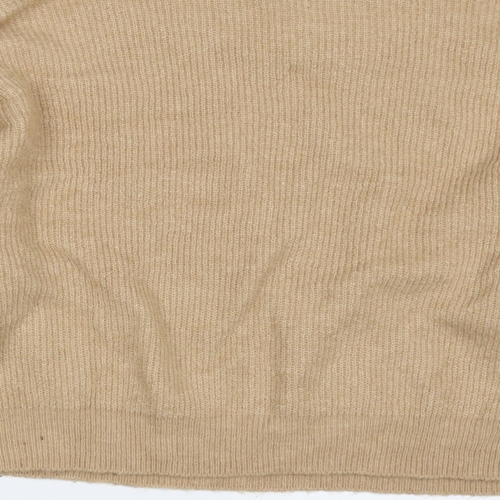 H&M Womens Beige High Neck Acrylic Pullover Jumper Size S