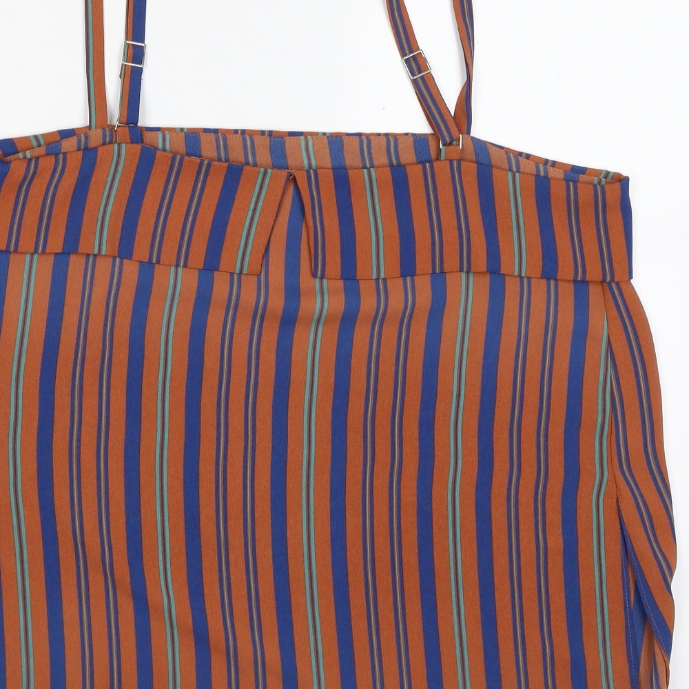 River Island Womens Multicoloured Striped Polyester Basic Blouse Size 14 Off the Shoulder