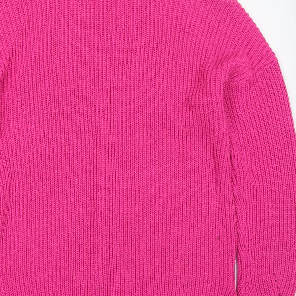 VERO MODA Womens Pink Scoop Neck Acrylic Pullover Jumper Size S