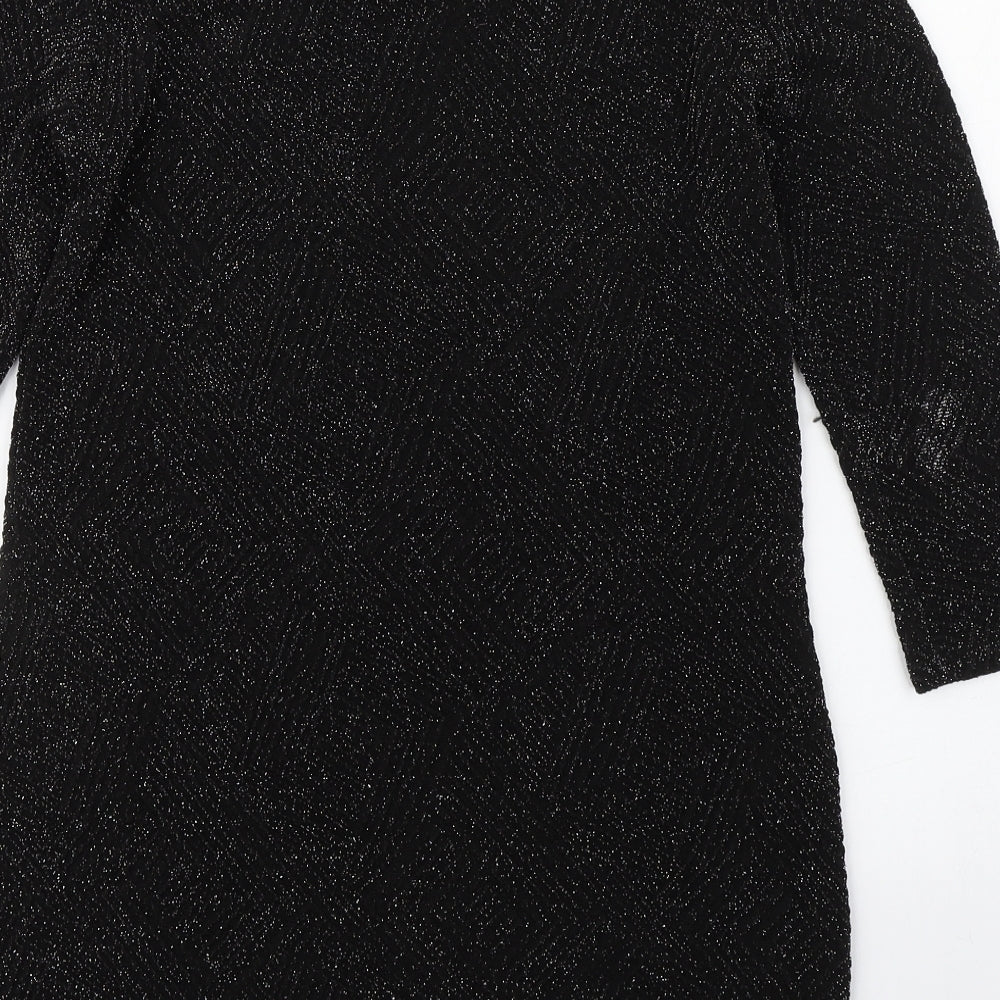 Wallis Womens Black Nylon Sheath Size S Boat Neck Pullover