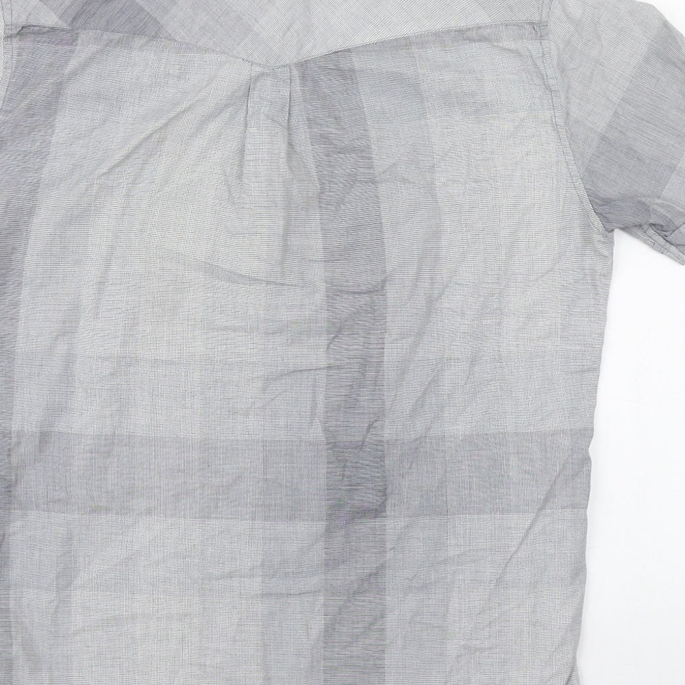 Fifty Five DSL Mens Grey Plaid Cotton Button-Up Size M Collared