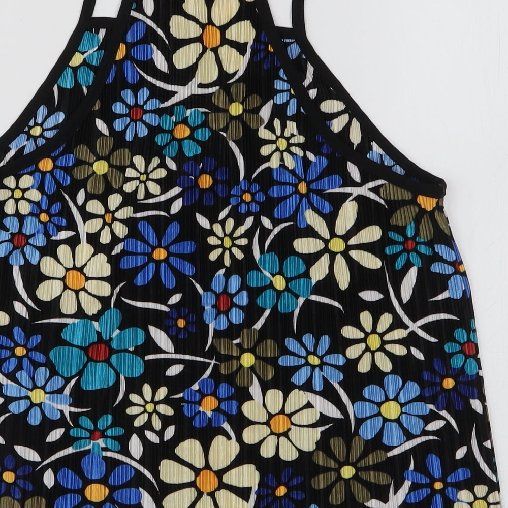 Topshop Womens Multicoloured Floral Polyester Camisole Blouse Size 6 High Neck