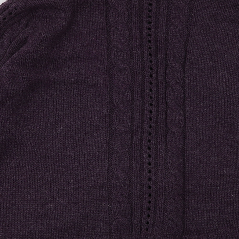 Bonmarché Womens Purple Collared Acrylic Cardigan Jumper Size L
