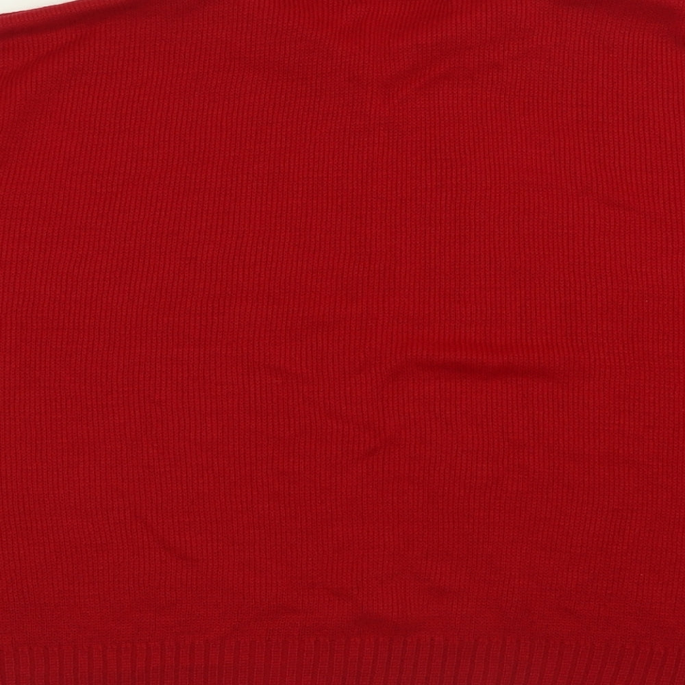 Perceptions Womens Red Collared Acrylic Pullover Jumper Size XL