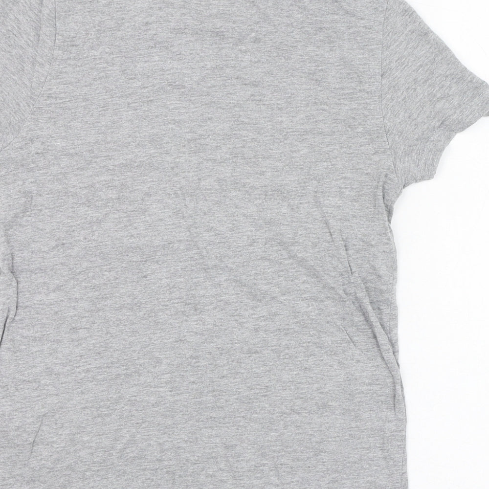 Primark Girls Grey Cotton Basic T-Shirt Size 7-8 Years Round Neck Pullover