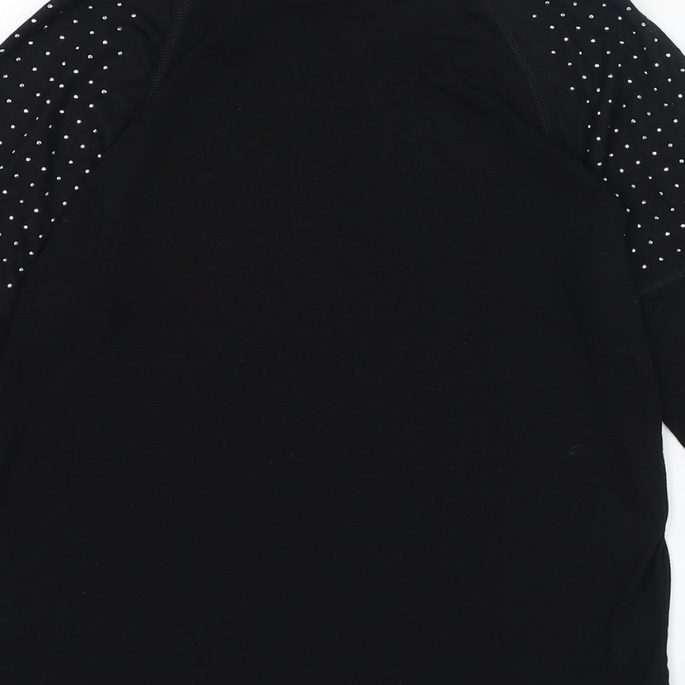 NEXT Womens Black Polyester Basic T-Shirt Size 6 Round Neck