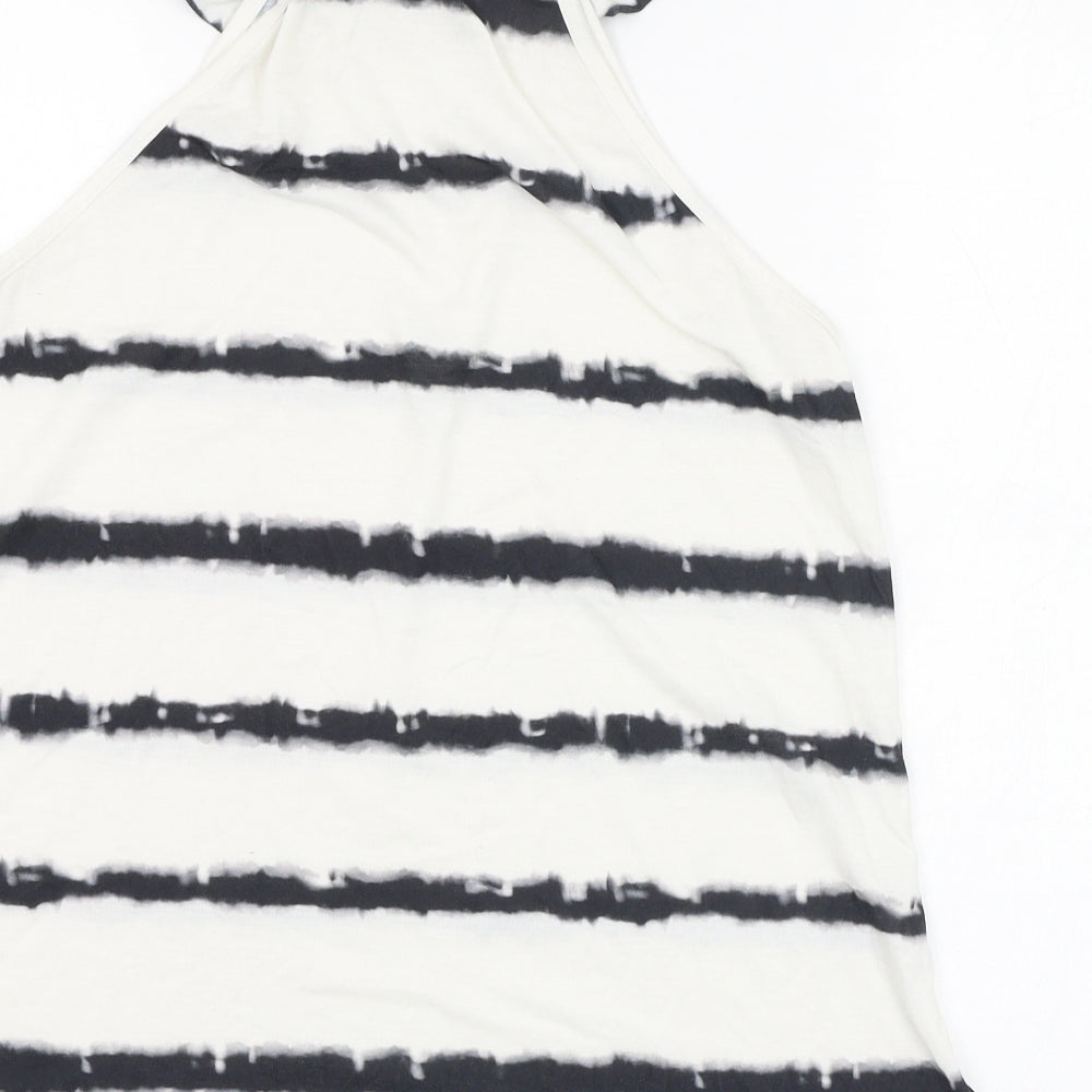River Island Womens Ivory Striped Polyester Basic Tank Size 10 Halter