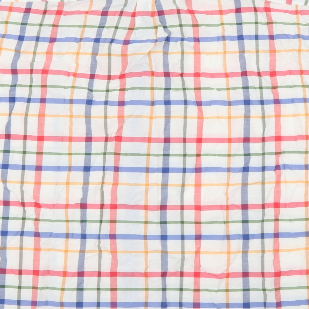 S&C Mens White Plaid Polyester Button-Up Size M Collared Button