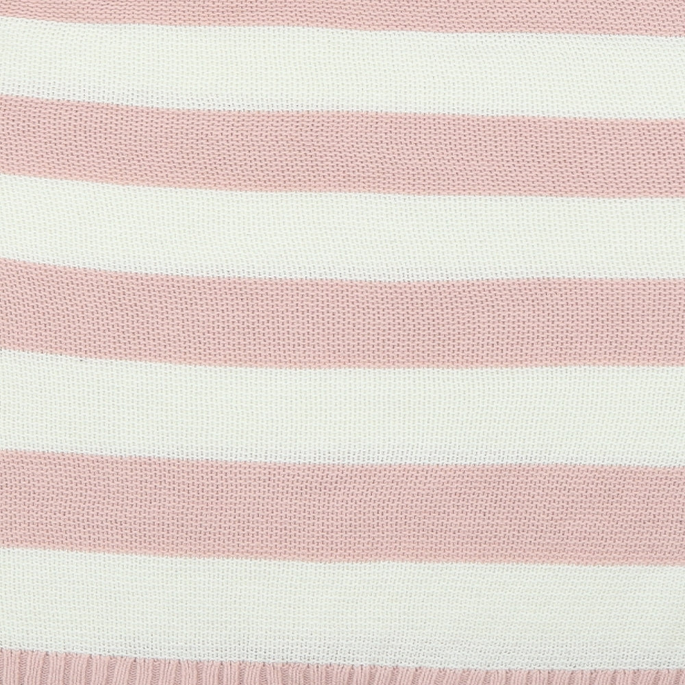 Dorothy Perkins Womens Pink Boat Neck Striped Acrylic Pullover Jumper Size 14
