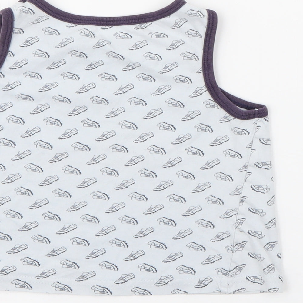 Primark Boys Blue Geometric Cotton Pullover Tank Size 5-6 Years Crew Neck - Football