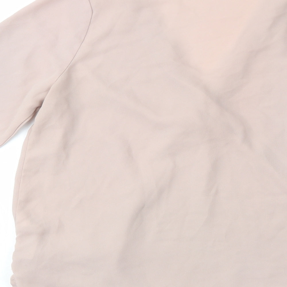 New L>ook Womens Pink Polyester Basic Blouse Size 10 V-Neck