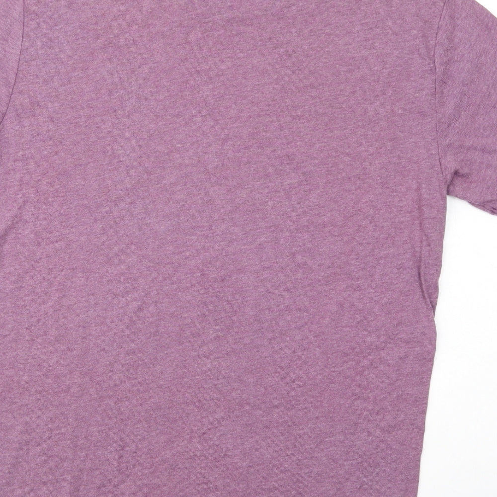 Boundary Mens Purple Cotton T-Shirt Size S Crew Neck