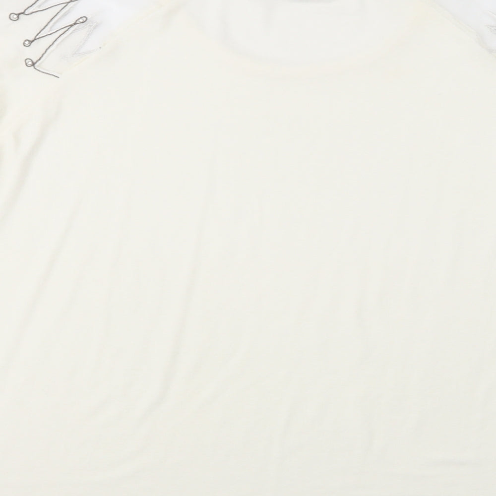 Paramour Womens Ivory Polyester Basic Blouse Size M Crew Neck