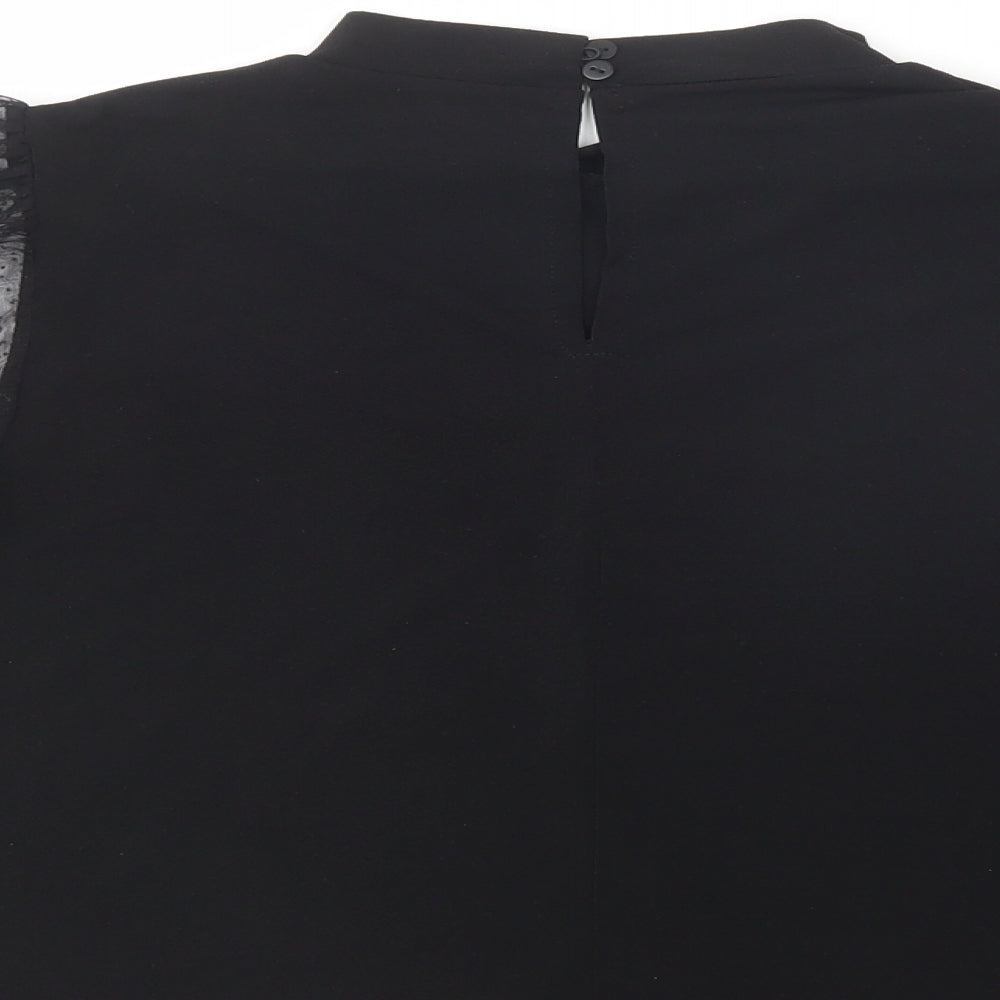 Mango Womens Black Polyester Basic Blouse Size M Mock Neck
