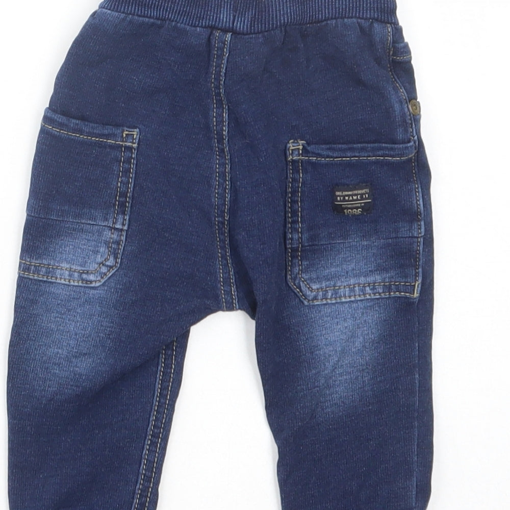 name it Baby Blue Cotton Jogger Trousers Size 3-6 Months Drawstring