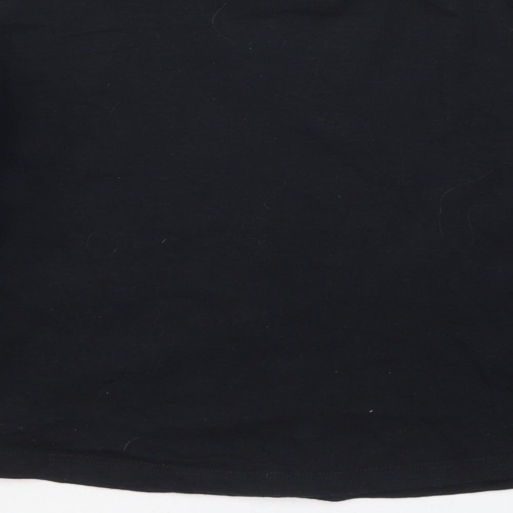 F&F Girls Black Cotton Cropped T-Shirt Size 9-10 Years Crew Neck Pullover - I'd Rather Be With My Unicorn