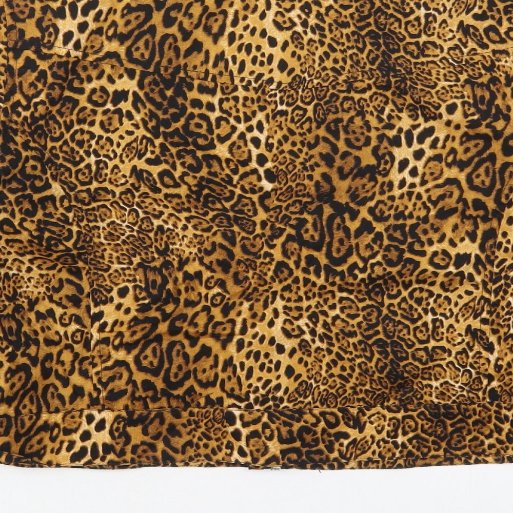 Preworn Womens Brown Animal Print Jacket Size M Zip