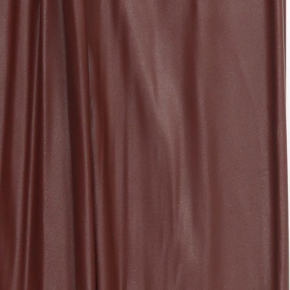 PRETTYLITTLETHING Womens Brown Polyester Trousers Size 6 L34 in Regular