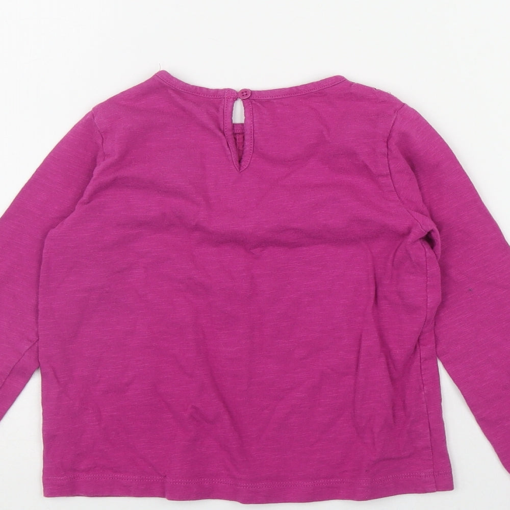 Dunnes Stores Girls Pink Cotton Basic T-Shirt Size 5-6 Years Round Neck Button