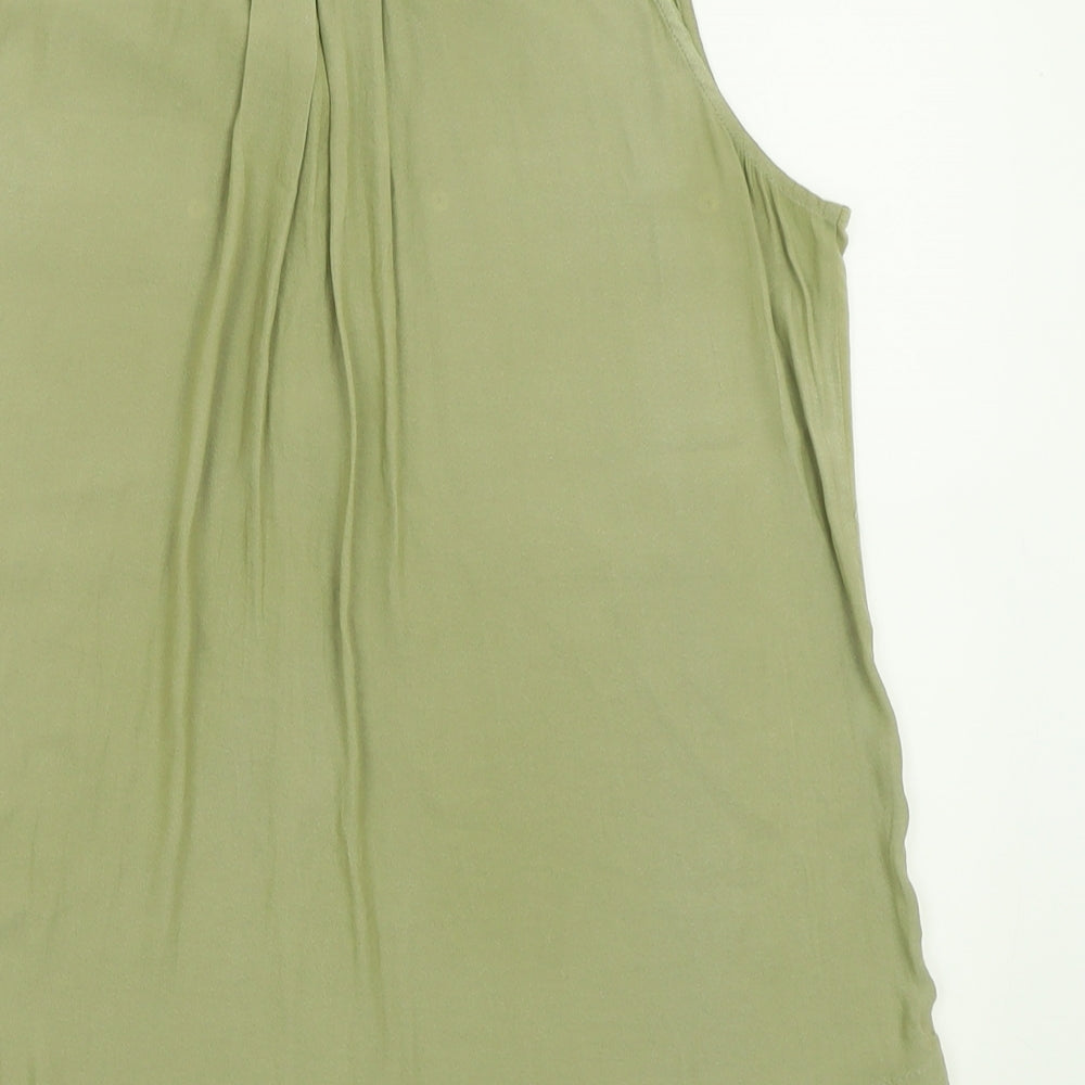 nxct Womens Green Polyester Basic Tank Size 12 V-Neck