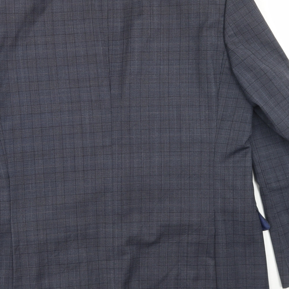 Marks & Spencer Mens Grey Plaid Wool Jacket Blazer Size 40