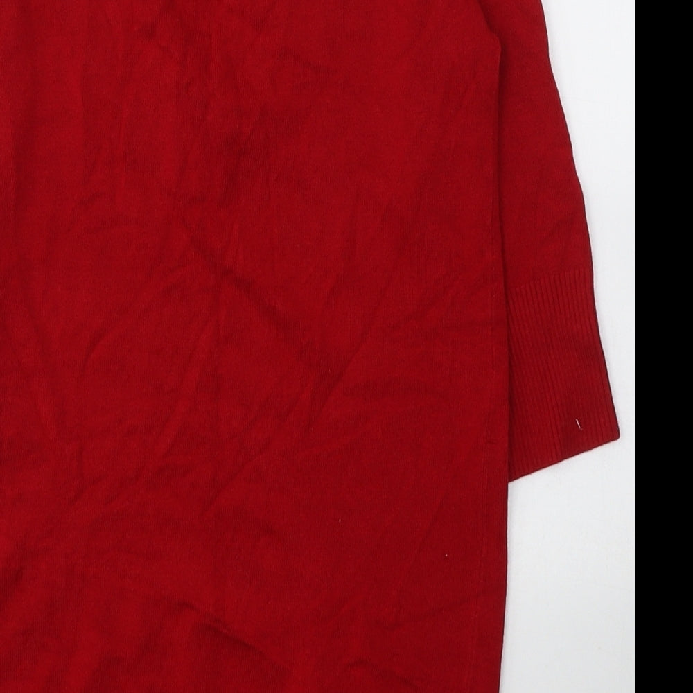 Liquid Womens Red Viscose Basic Blouse Size S V-Neck
