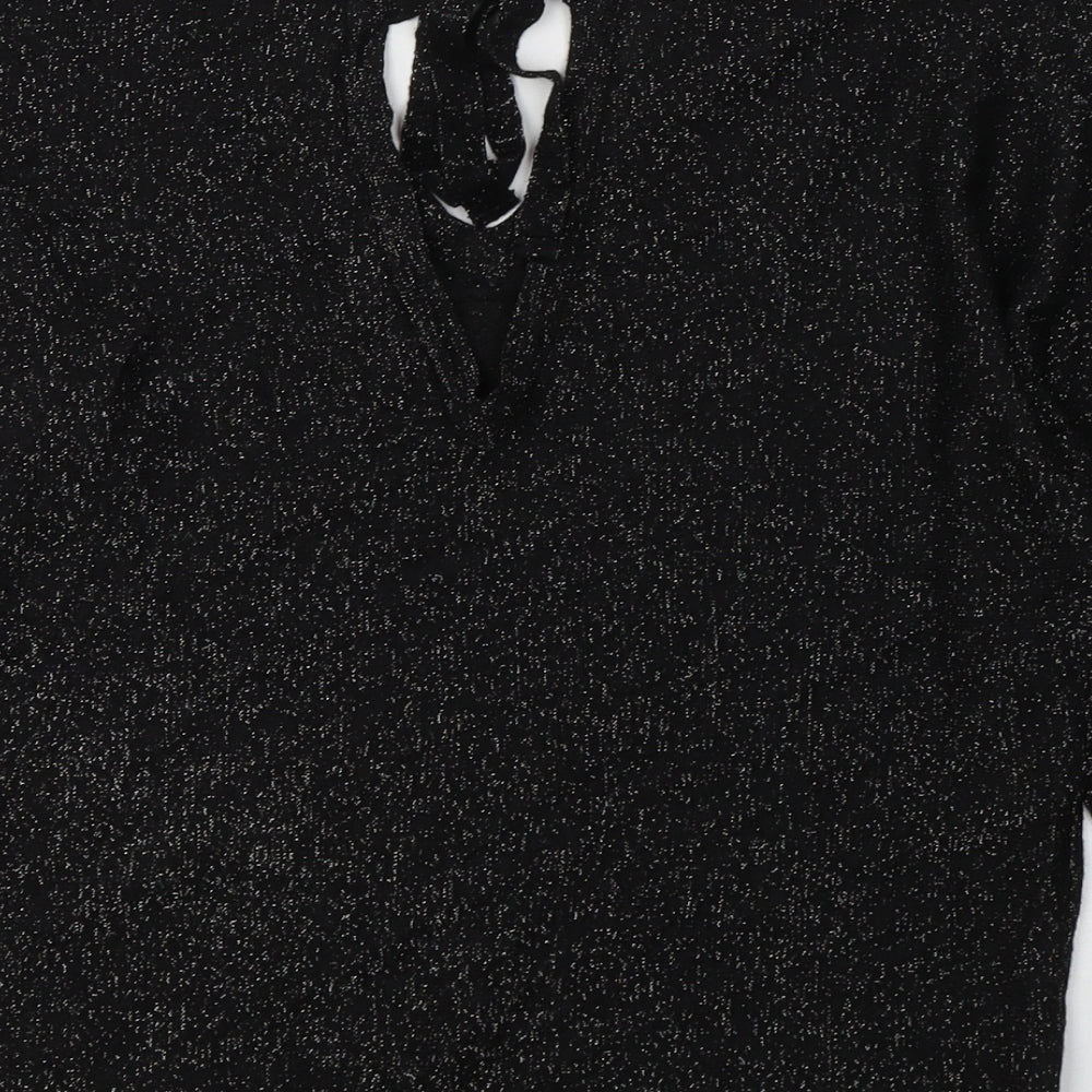 NEXT Womens Black Viscose Basic Blouse Size XS V-Neck
