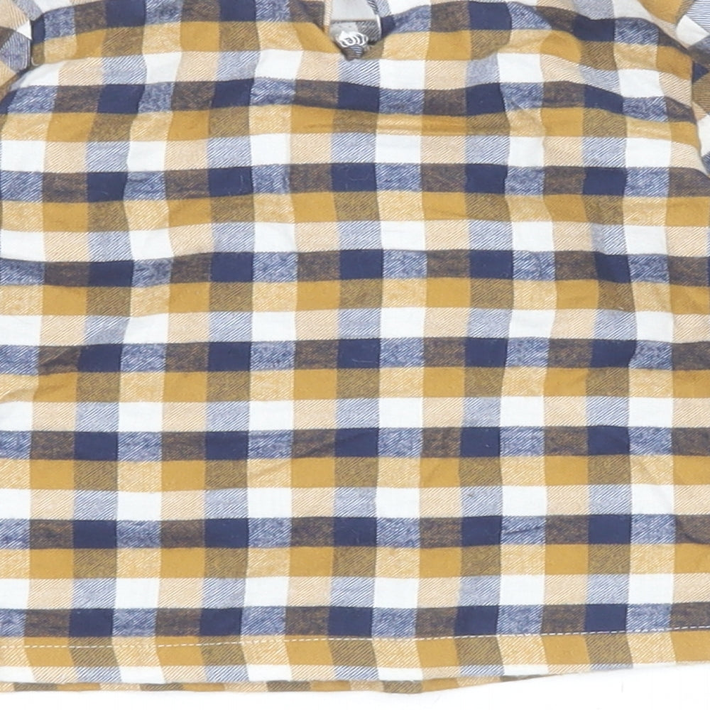 Carters Baby Blue Check 100% Cotton Shirt Dress Size 12 Months Round Neck Button